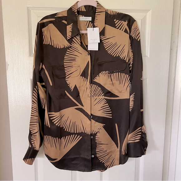 Equipment Signature Silk Blouse Leaf Print - Picture 1 of 5